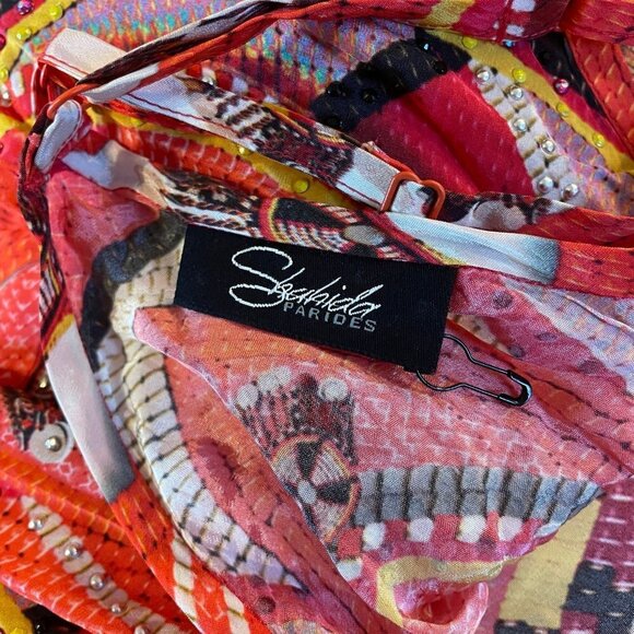 NEW Shahida Parides Abstract Print Viscose Silk Crystal Embellished Maxi Dress - Picture 4 of 6